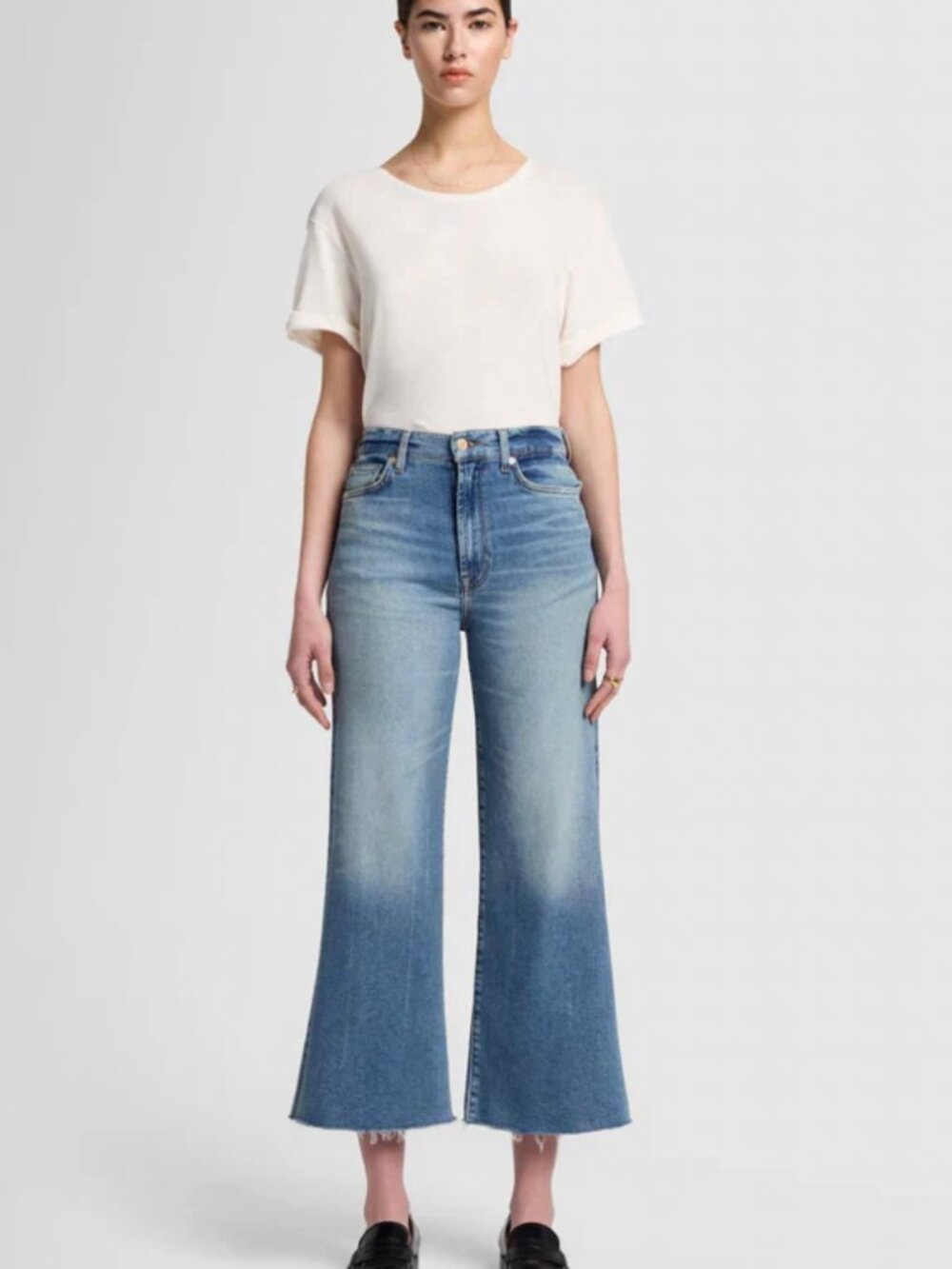 7 for all mankind cropped jo luxe vintage wide leg high waisted jeans